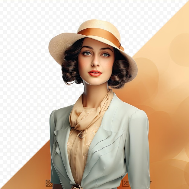 PSD renderização digital com fundo transparente de uma mulher vintage na moda dos anos 1920