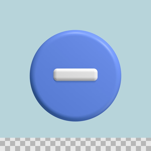 PSD renderização do ícone 3d do botão menos