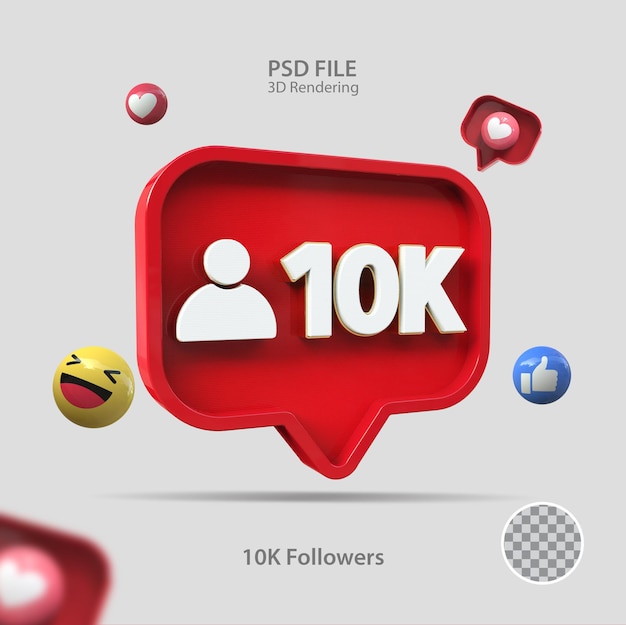 PSD renderização do ícone 3d do instagram 10k seguidores