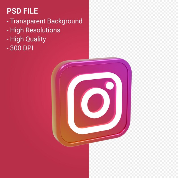 Renderização do ícone 3d do logotipo do Instagram isolada