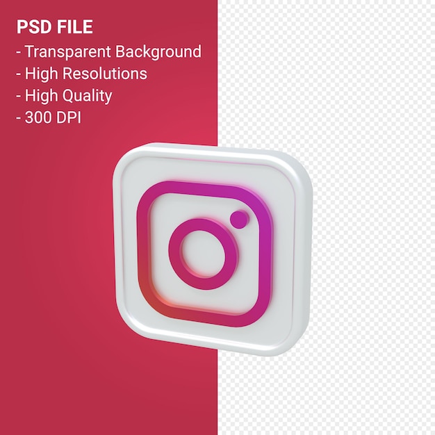 Renderização do ícone 3d do logotipo do Instagram isolada