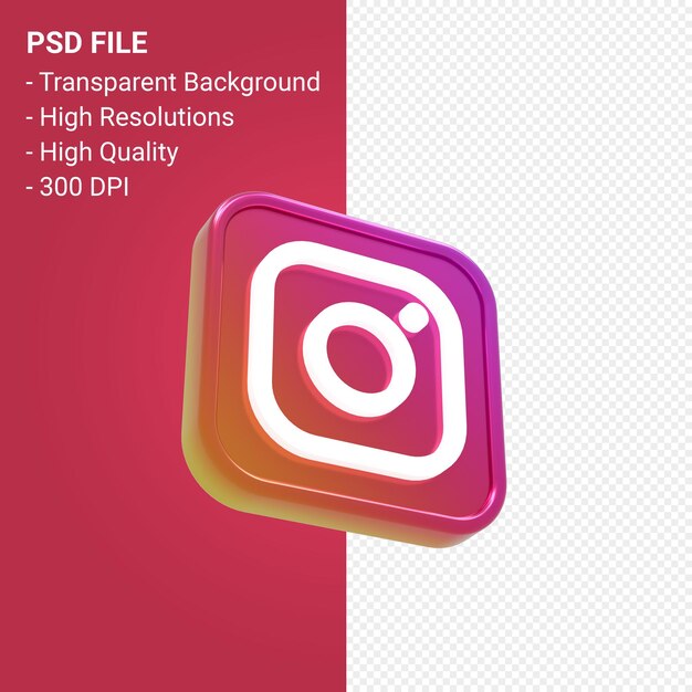 Renderização do ícone 3d do logotipo do Instagram isolada