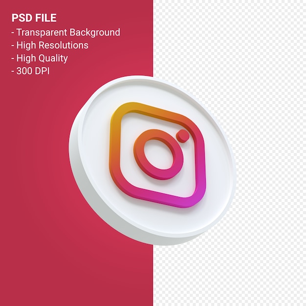 Renderização do ícone 3d do logotipo do instagram isolada