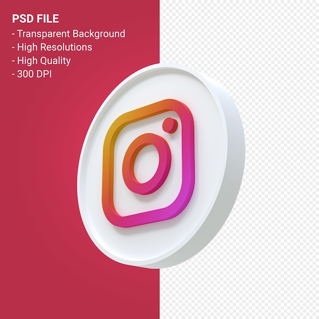 Renderização do ícone 3d do logotipo do Instagram isolada