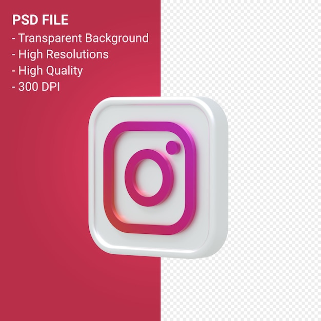 Renderização do ícone 3d do logotipo do Instagram