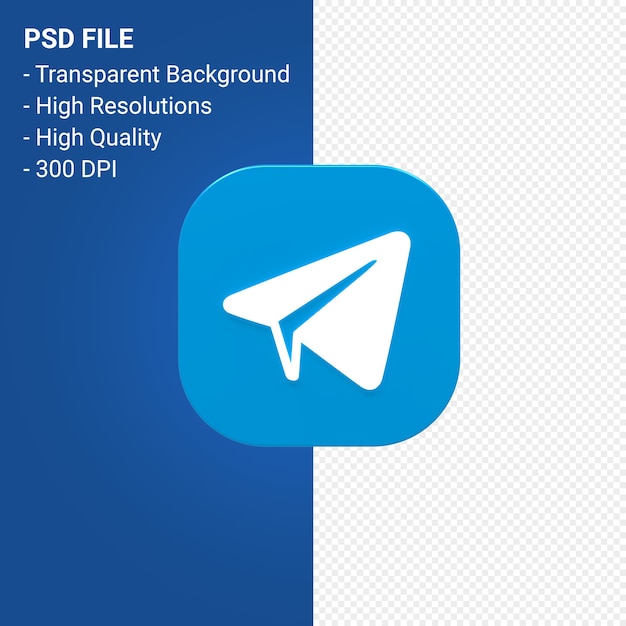 Renderização do ícone 3d do logotipo do telegram isolada