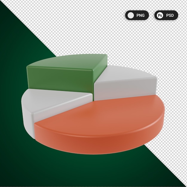 PSD renderização do ícone 3d do negócio do gráfico de pizza