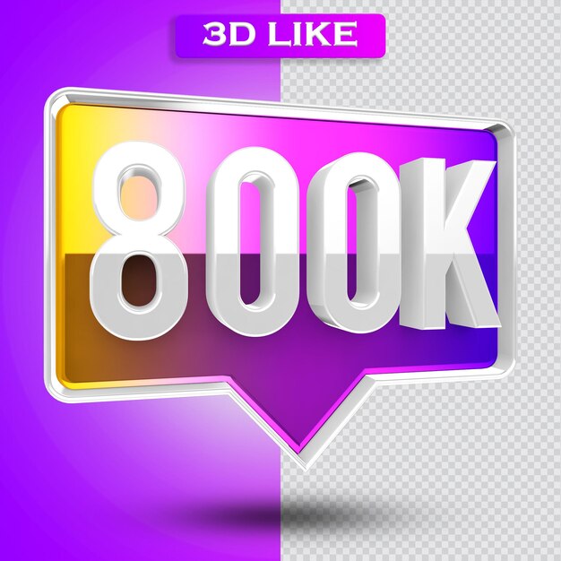 Renderização do ícone 3d instagram 800k seguidores