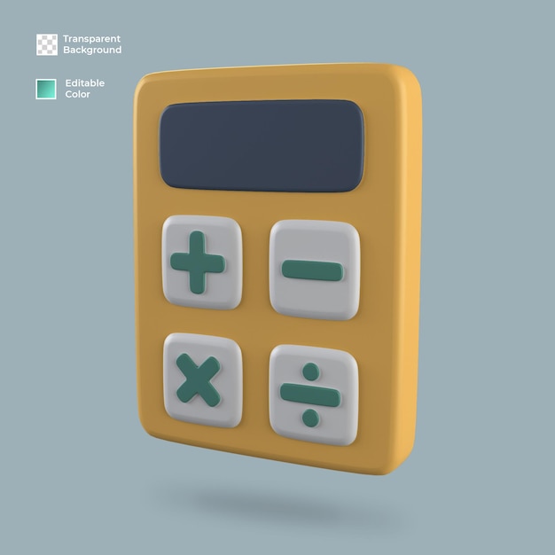 PSD renderização do ícone da calculadora 3d isolada