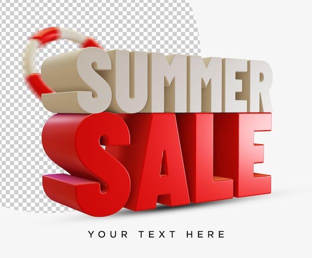 Renderização do summer sale 3d text design