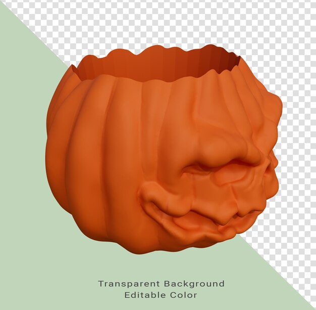 renderização em 3D da abóbora de Halloween sem o elemento mínimo de design de fundo de Halloween da tampa