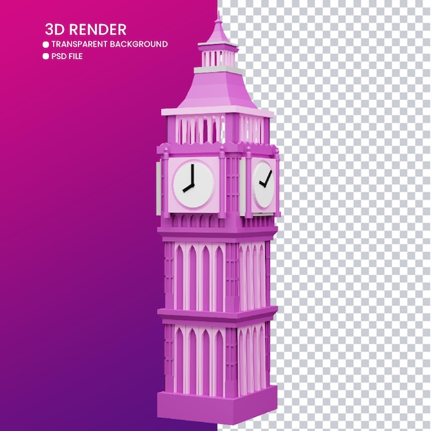 renderização em 3D da bela torre do big ben