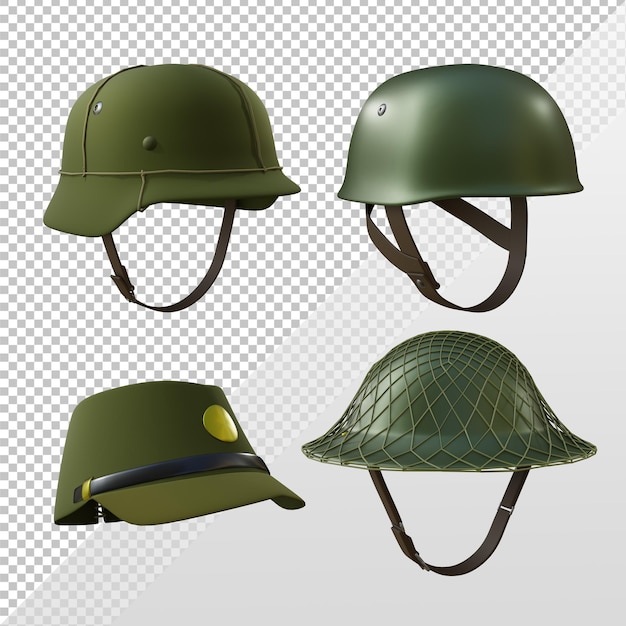 PSD renderização em 3d da cabeça do capacete da segunda guerra mundial vista em perspectiva do equipamento de segurança