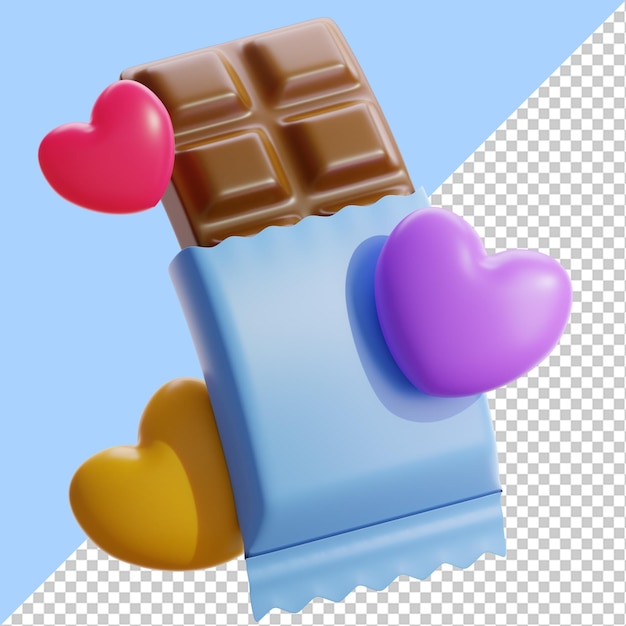 Renderização em 3d da ilustração de chocolate, adequada para ativos de design dos namorados