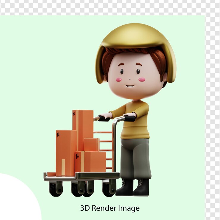 PSD renderização em 3d da ilustração do correio de entrega de pacotes