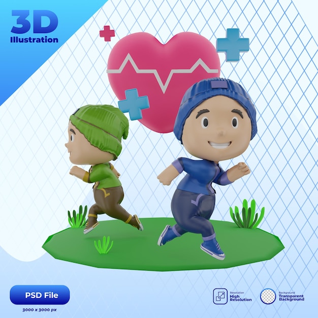 PSD renderização em 3d da ilustração do personagem do dia mundial da saúde