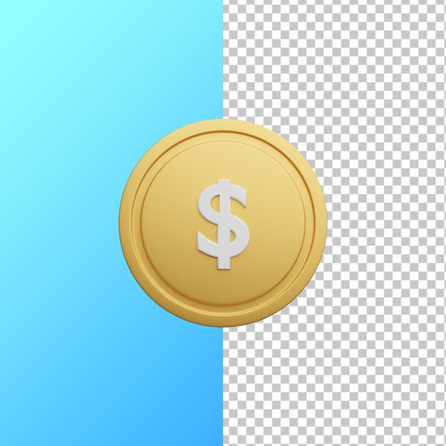 Renderização em 3D da moeda de ouro