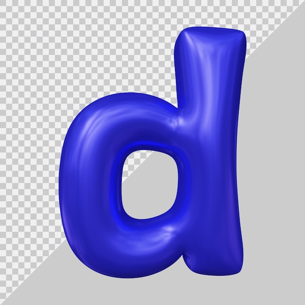 Renderização em 3d da pequena letra d com estilo moderno