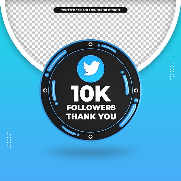 Renderização em 3d de 10 mil seguidores no design do twitter