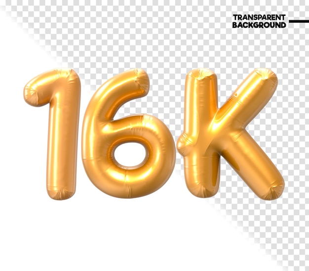 PSD renderização em 3d de 16k number gold