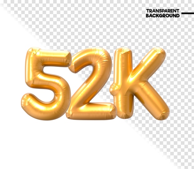 Renderização em 3d de 52k number gold