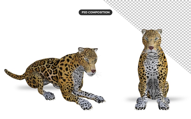 Renderização em 3d de animais jaguares
