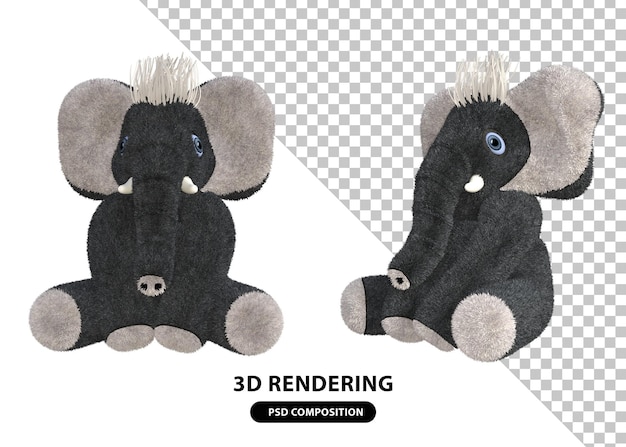 Renderização em 3d de bicho de pelúcia fofo