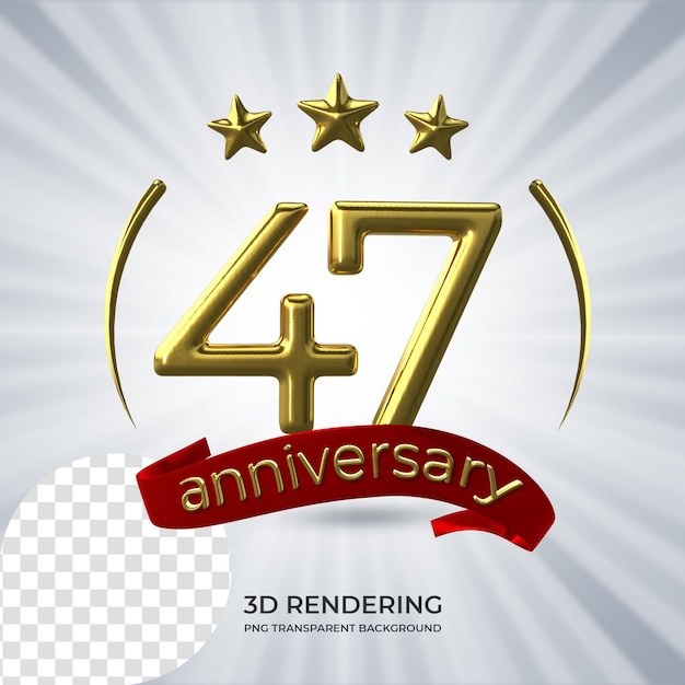 PSD renderização em 3d de cartaz de comemoração de 47 anos