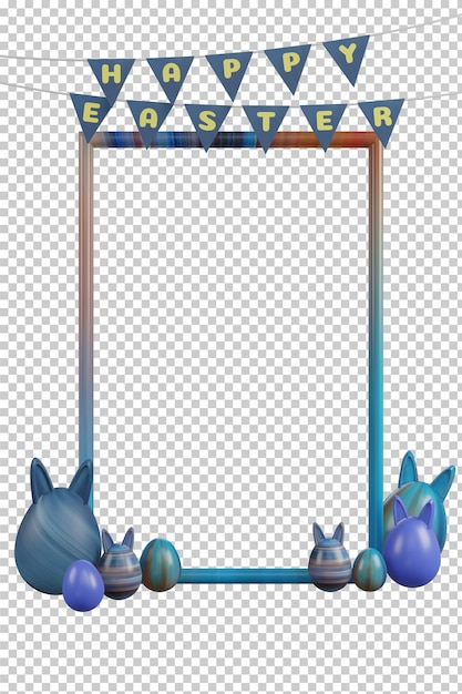 PSD renderização em 3d de fundo de modelo de banner de páscoa feliz