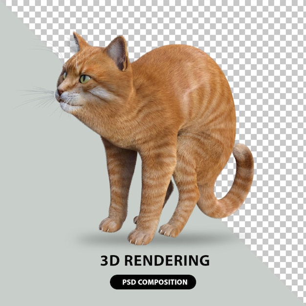 PSD renderização em 3d de gato fofo