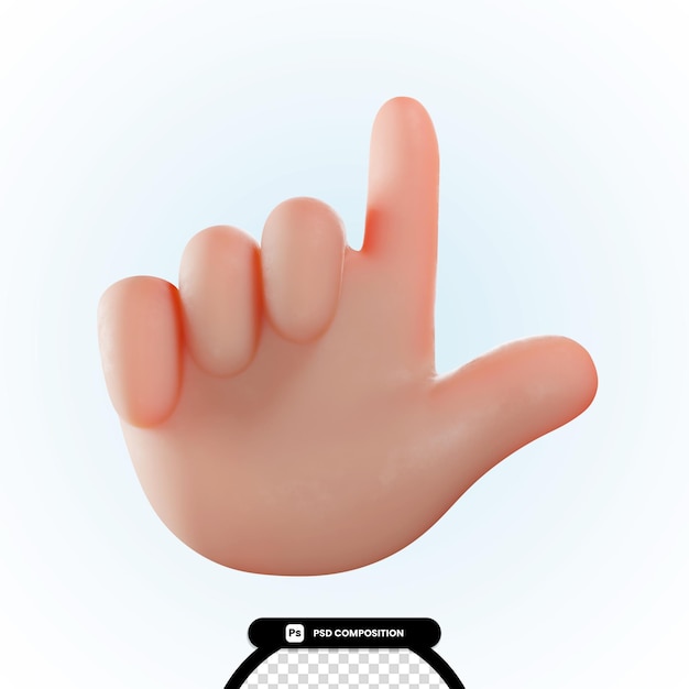 PSD renderização em 3d de gestos de mão rise finger mockup