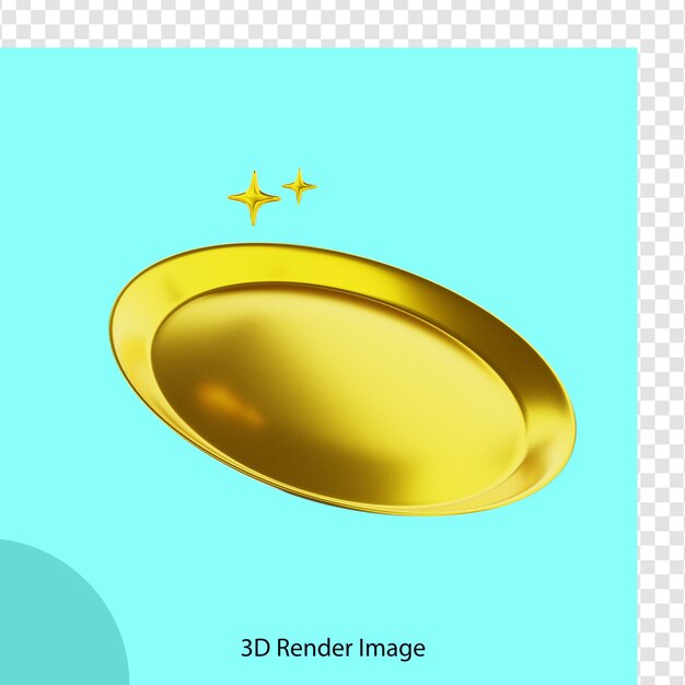 Renderização em 3d de ícone de cozinha de ouro de placa