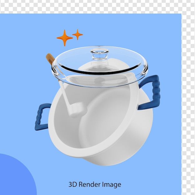 PSD renderização em 3d de ícone de cozinha de panela