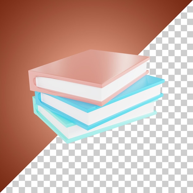 Renderização em 3d de ilustração de três livros