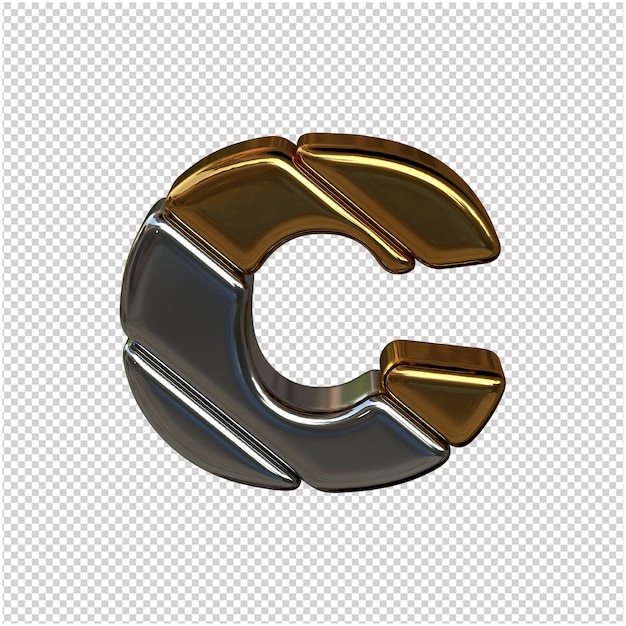 PSD renderização em 3d de letras douradas e prateadas