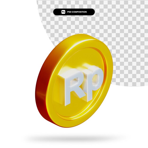 Renderização em 3d de moeda rupia dourada isolada