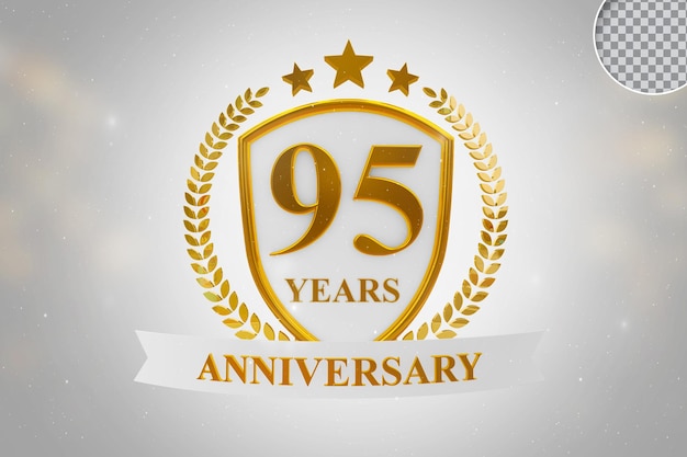 renderização em 3d de ouro modelo de aniversário de 95 anos isolada