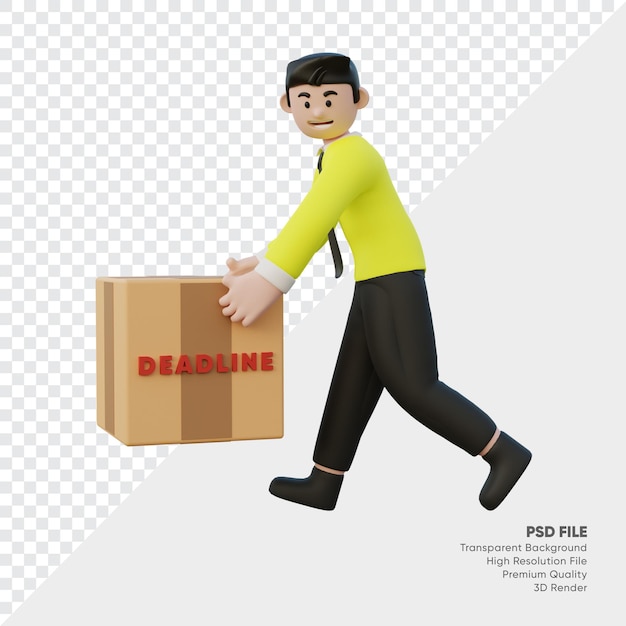 Renderização em 3D de um homem que cumpriu um prazo