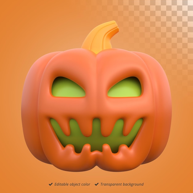 PSD renderização em 3d de uma abóbora jack o lantern para ilustração de halloween