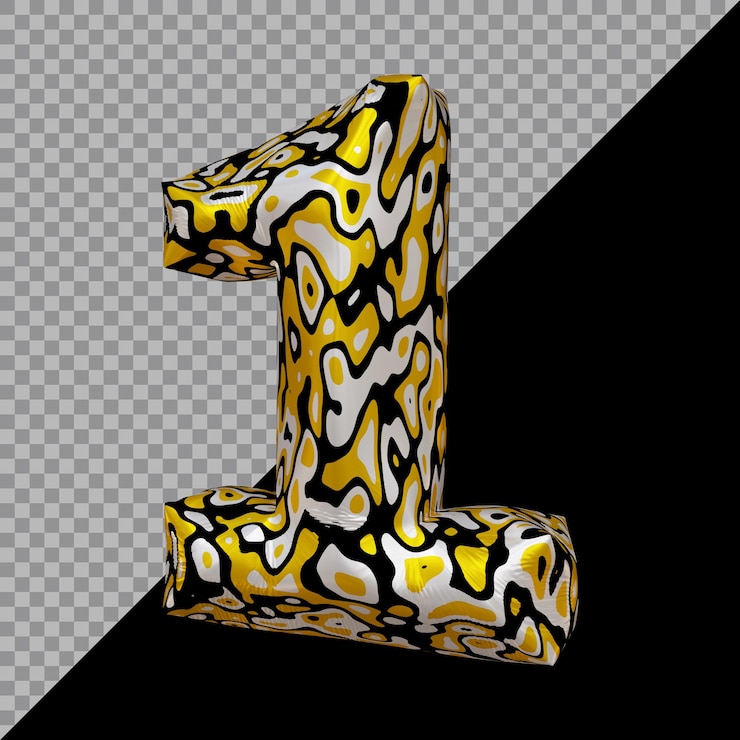 PSD renderização em 3d do balão número 1