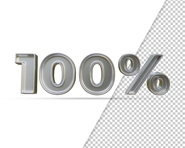 Renderização em 3D do Efeito de Texto Siver 100%