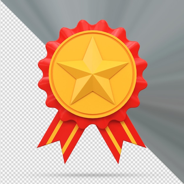Renderização em 3d do ícone da interface do usuário do prêmio de ouro ícone de recompensa de medalha realista vencedor campeão vencedor medalha de metal