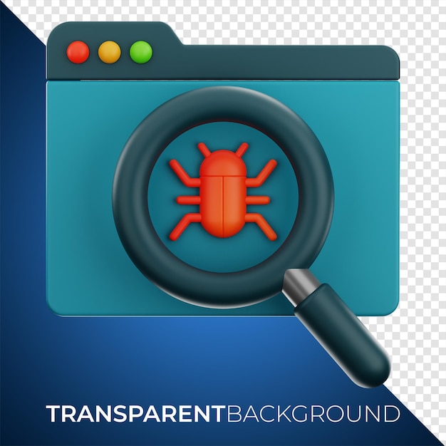 PSD renderização em 3d do ícone da web de depuração cibernética premium em fundo isolado png pngwing