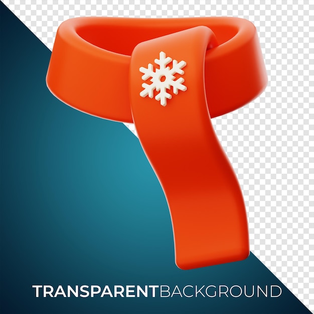 Renderização em 3d do ícone de Cachecol de Natal de Inverno Premium em Fundo Isolado PNG