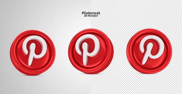 Renderização em 3d do ícone do logotipo do pinterest