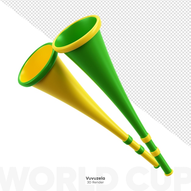 PSD renderização em 3d do instrumento brasileiro de trompete de futebol vuvuzela