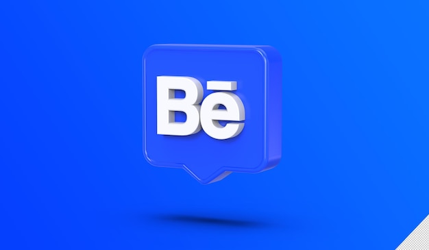 PSD renderização em 3d do logotipo bechance de mídia social com design de caixa de bate-papo