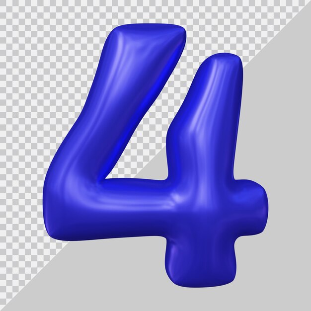 renderização em 3D do número 4 com estilo moderno