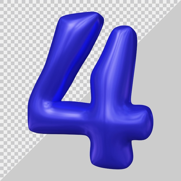 renderização em 3D do número 4 com estilo moderno