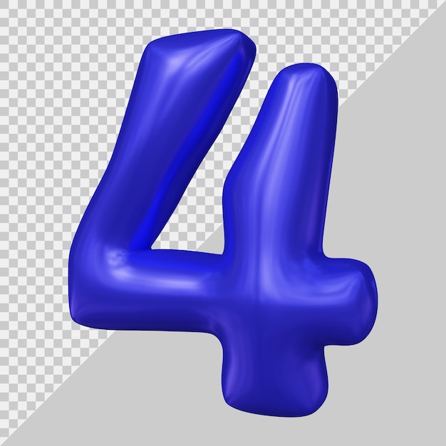 Renderização em 3d do número 4 com estilo moderno